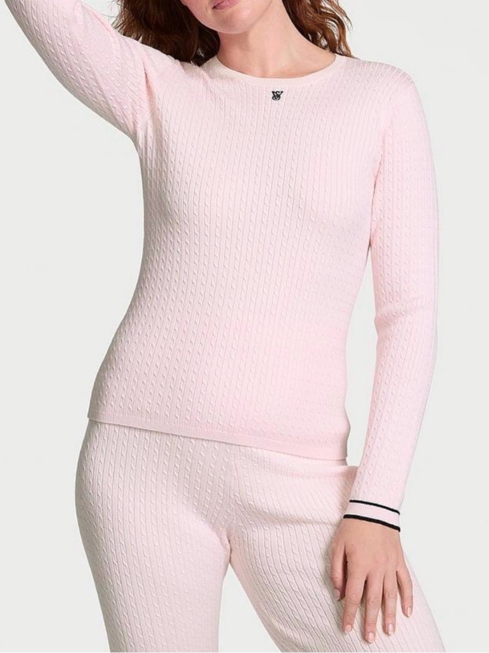 Victoria's Secret Light Pink Cable-Knit Long Sleeve Top